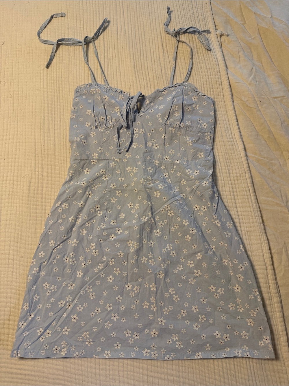 Light Blue Floral Tie-Strap Sundress